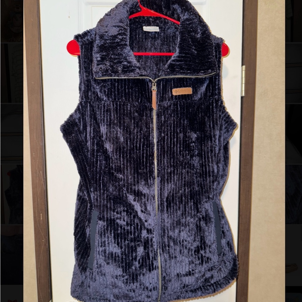 Columbia Mens Plush Navy Blue Zip-Up Vest